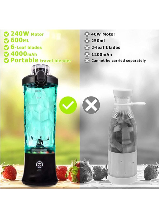 Zeemey Portable Blender,240 Watt for Shakes and Smoothies Waterproof Blender USB Rechargeable with 20 oz BPA Free Blender Cups with Travel Lid. (Black) - Image 5